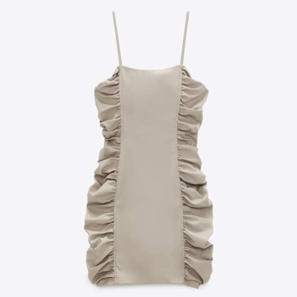 🌹NWT. Zara Draped Faux Leather Mini Dress Size S, L